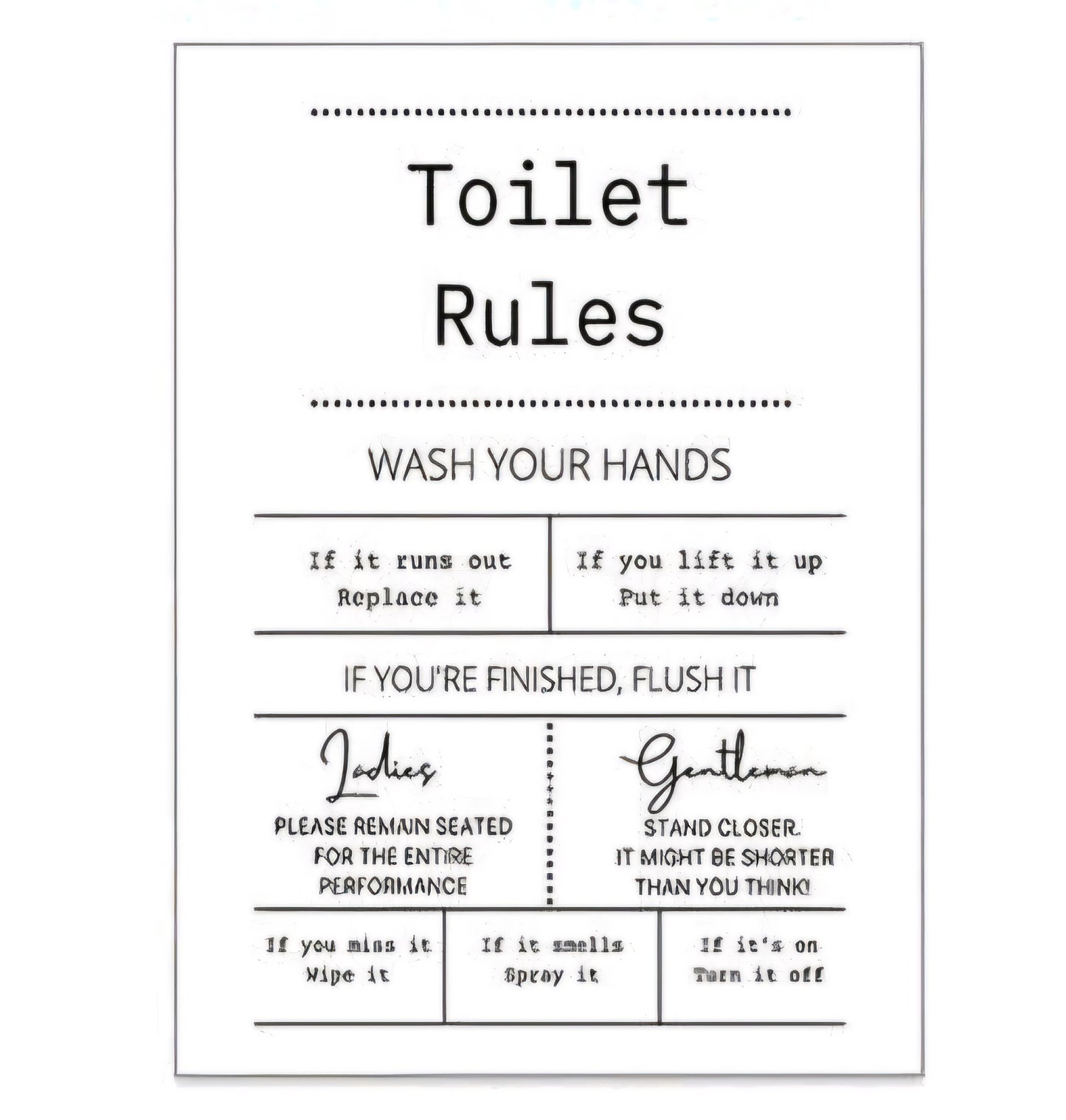 Toiletregels canvas - FutureStoreNL