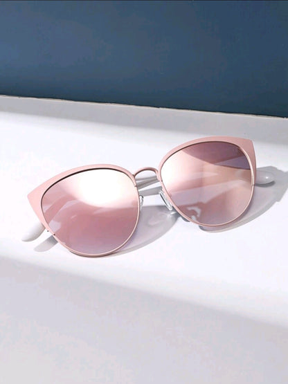 Retro Cat-Eye Zonnebril – Roze & Wit - FutureStoreNL