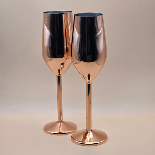 Roségouden champagneglazen RVS - FutureStoreNL