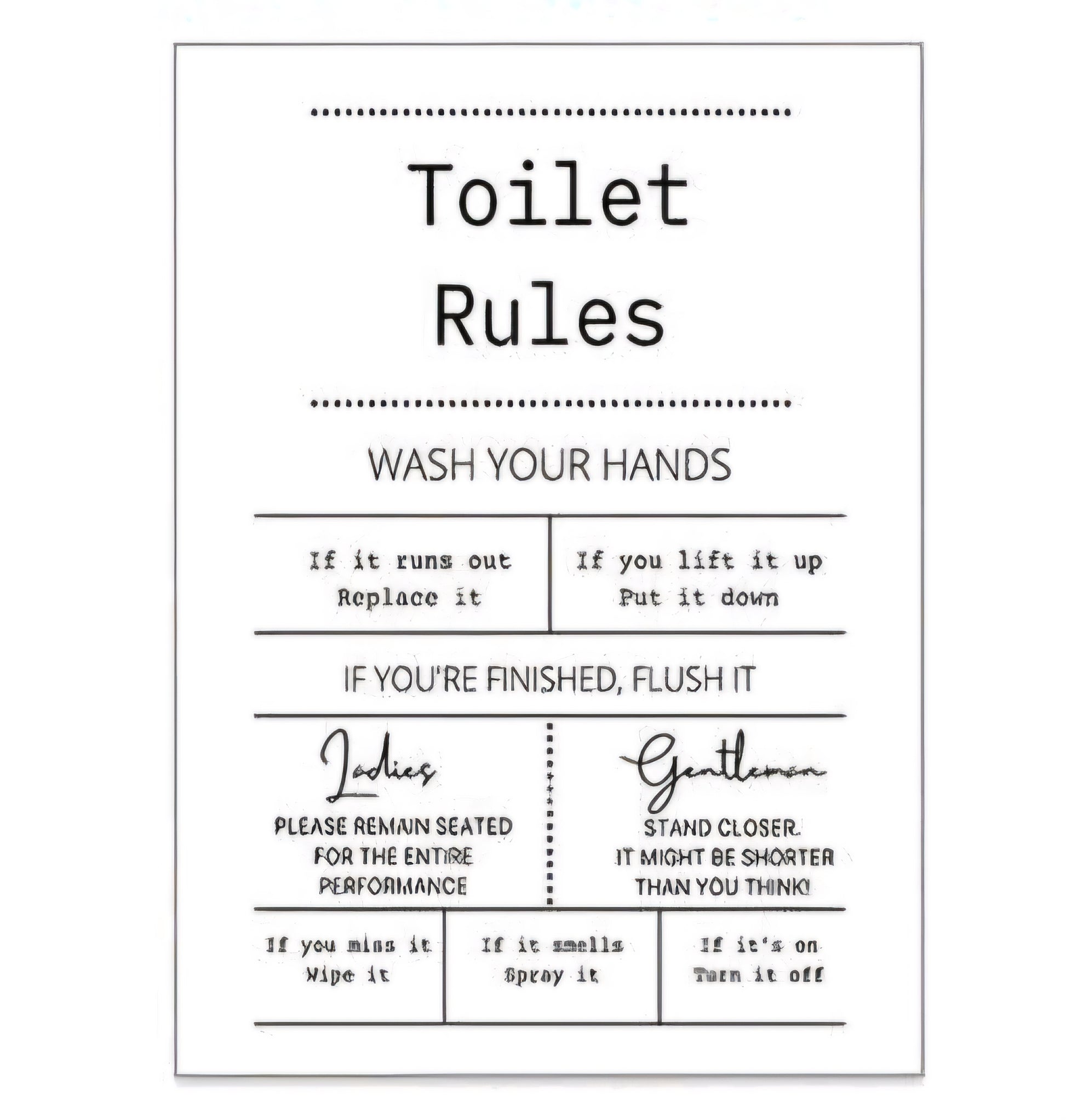 Toiletregels canvas - FutureStoreNL