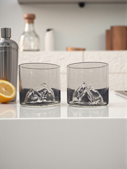Set van 2 Whiskey- & Cognacglazen met Bergdesign – Luxe Cadeau