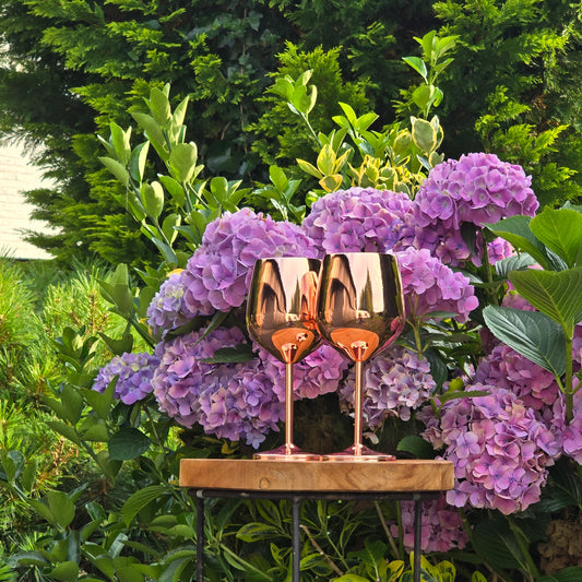 Set roségouden RVS wijnglazen - FutureStoreNL